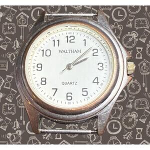 Waltham 1980s Quartz Watch Head White Dial Japan Movement, 1.5”, AS IS
